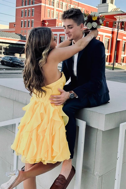 Strapless Sweetheart Tiered Ruffle Mini Dress