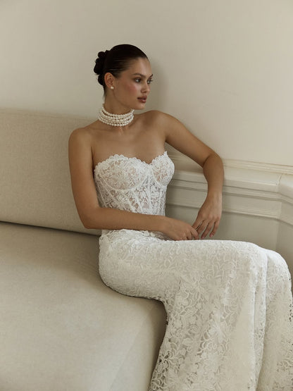 Strapless Lace Corset Mermaid Wedding Dress