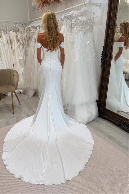 Ruched Off-the-Shoulder Mermaid Wedding Dress