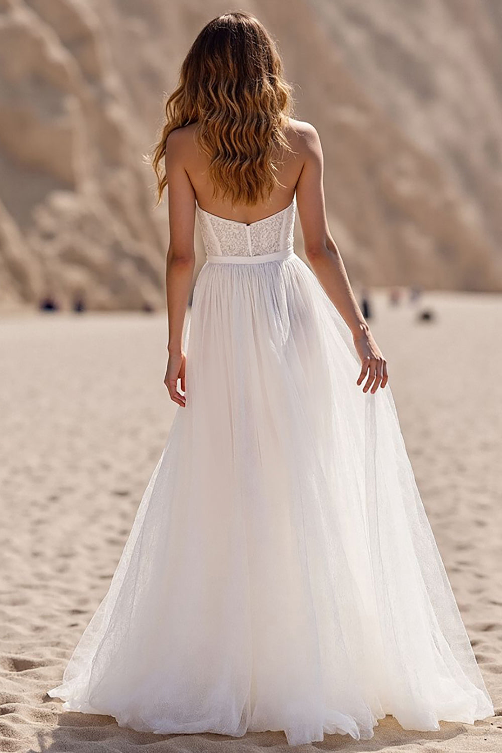 Sweetheart Tulle A-Line Bridal Gowns Sleeveless With Lace Zipper Back