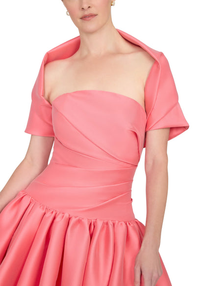 Fashion Half Sleeve Square Neck A-Line Ruffles Tea-Length Prom Dress