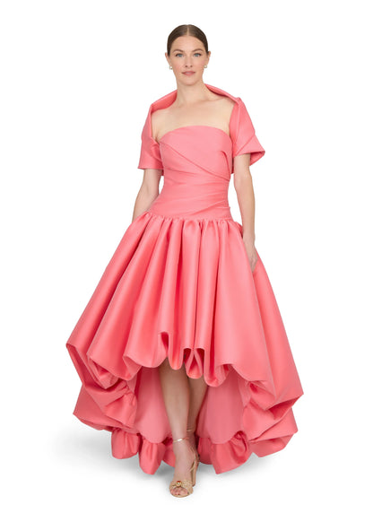 Fashion Half Sleeve Square Neck A-Line Ruffles Tea-Length Prom Dress