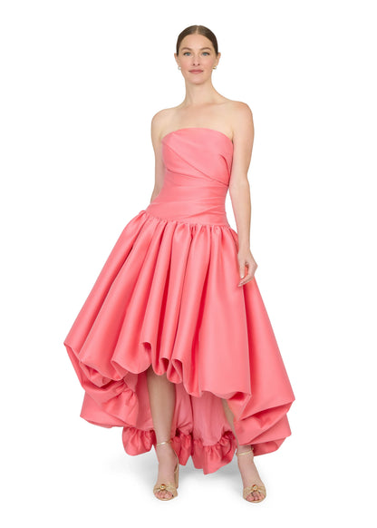 Strapless Sleeveless A-Line Ruffles Tea-Length Prom Dress
