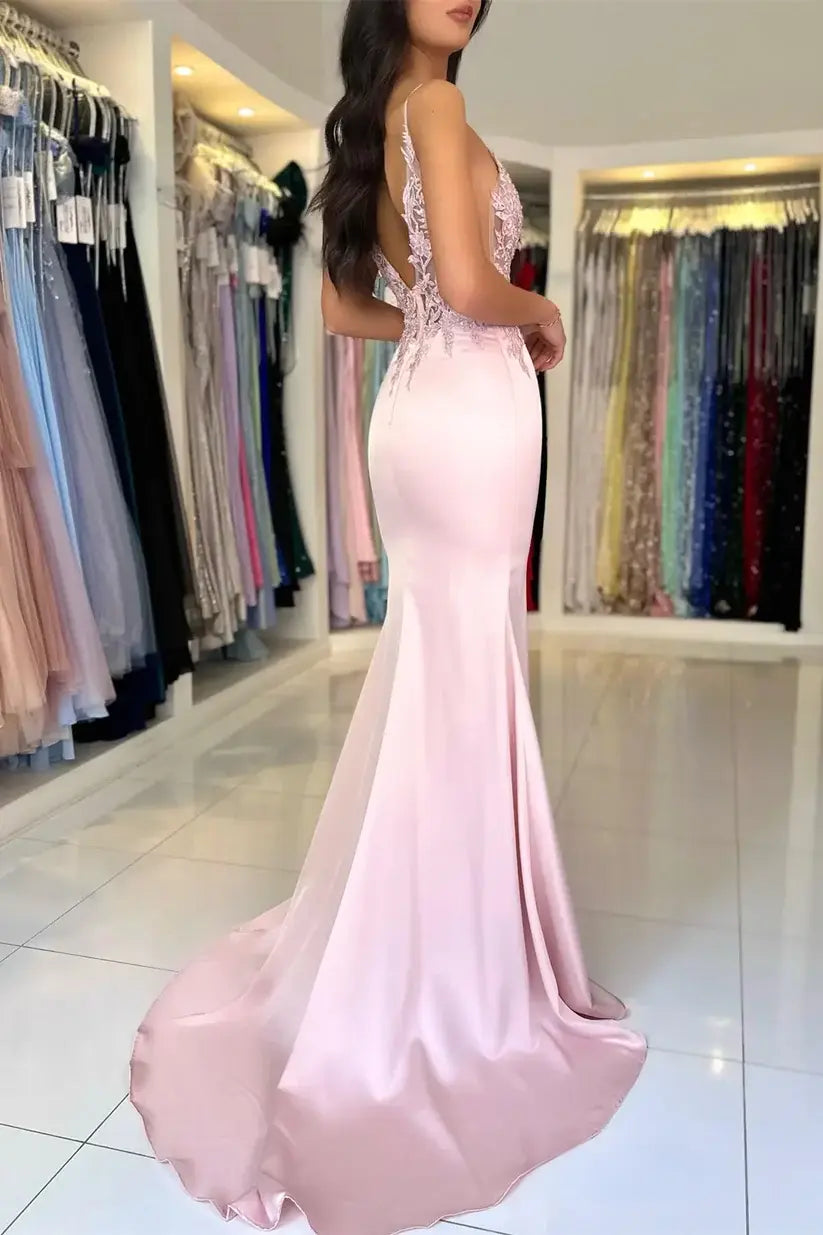 Blue Lace Evening Dress Mermaid Long 2026 Prom Dress with high slit