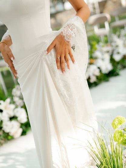 Lace Strapless Sleeveless Mermaid Wedding Dress