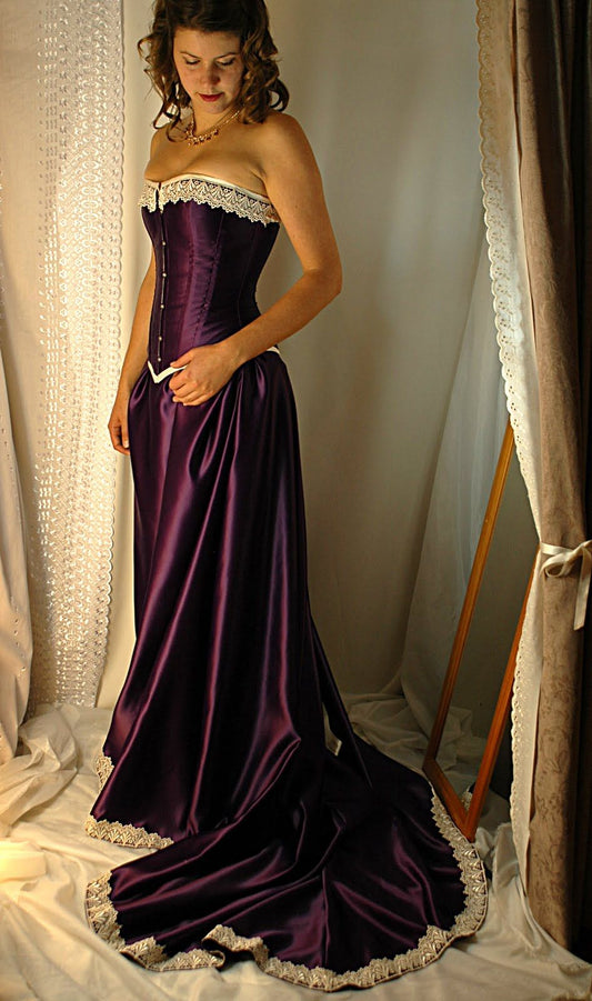 Vintage A line Strapless Grape Satin For Women Party Dresses Formal Prom Dress Inspo 22th Birthday Gown AB1375