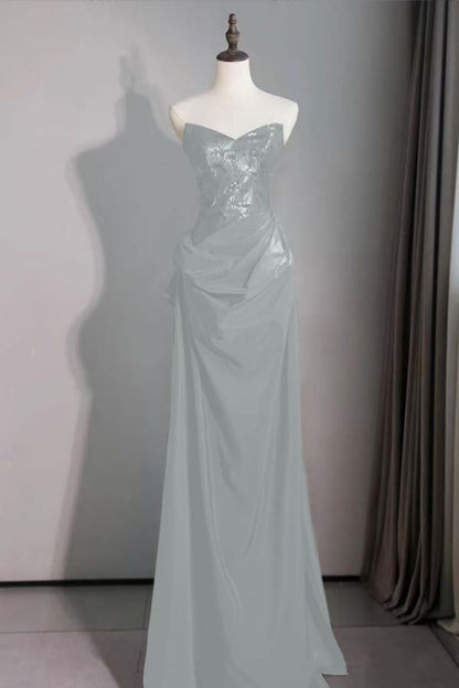 Spaghetti Strap Sleeveless Long Mermaid Prom Dress With Pleated