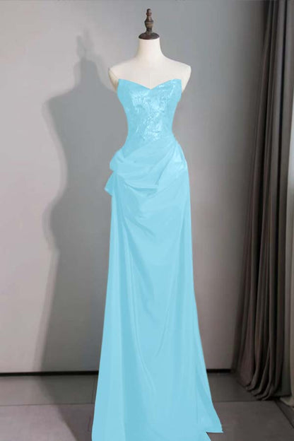 Spaghetti Strap Sleeveless Long Mermaid Prom Dress With Pleated
