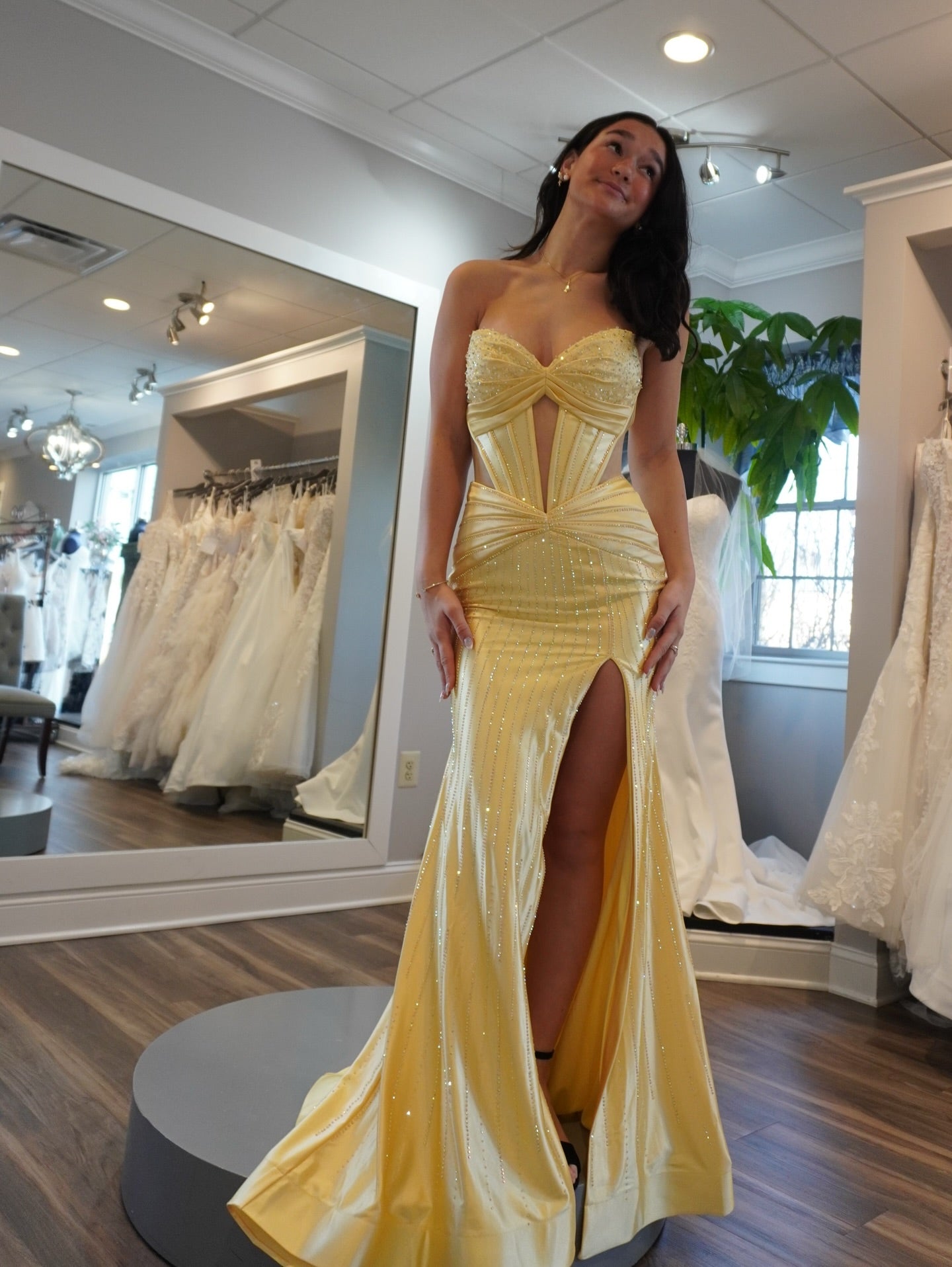 Fashion Sweetheart Sleeveless Sparkle Mermaid Side Slit Prom Dress