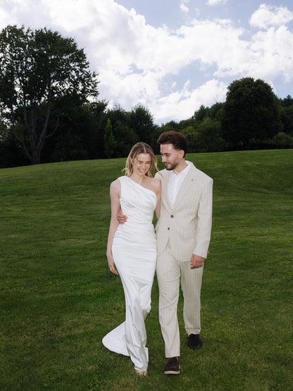 One Shoulder Sleeveless Mermaid Floor-Length Wedding Dress