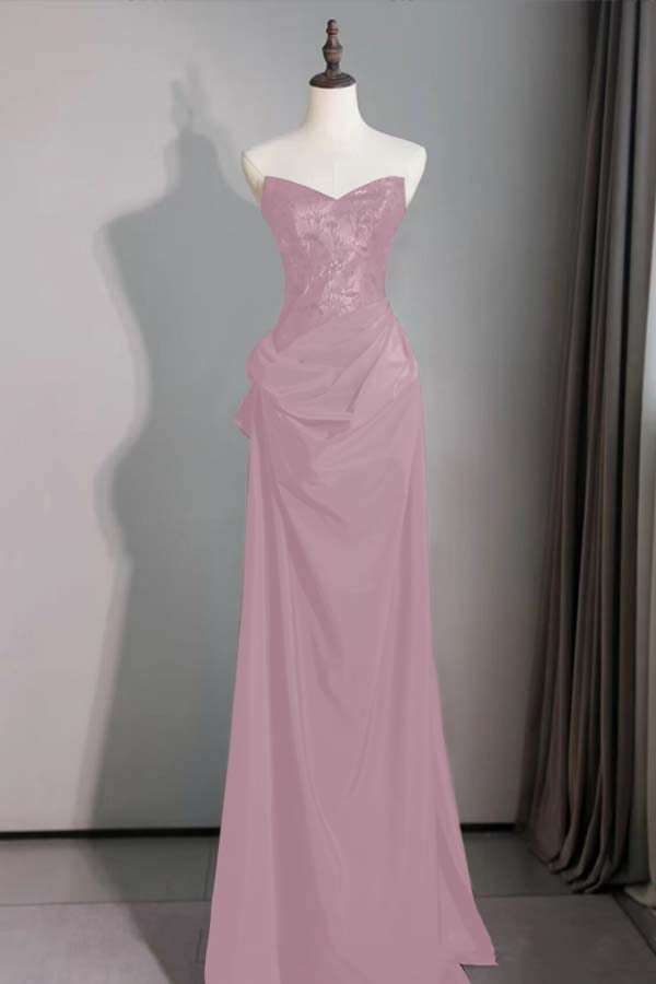 Spaghetti Strap Sleeveless Long Mermaid Prom Dress With Pleated