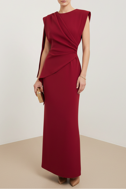 O-Neck Sleeveless Shawl Mermaid Ankle-Length Evening Dress