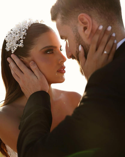 Elegant Sweetheart Long Glitter Lace Wedding Dress Long Slit