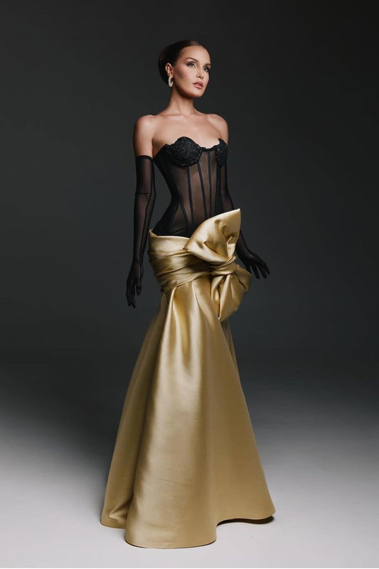 Strapless Sweetheart Sleeveless Long Mermaid Prom Dress With Gloves