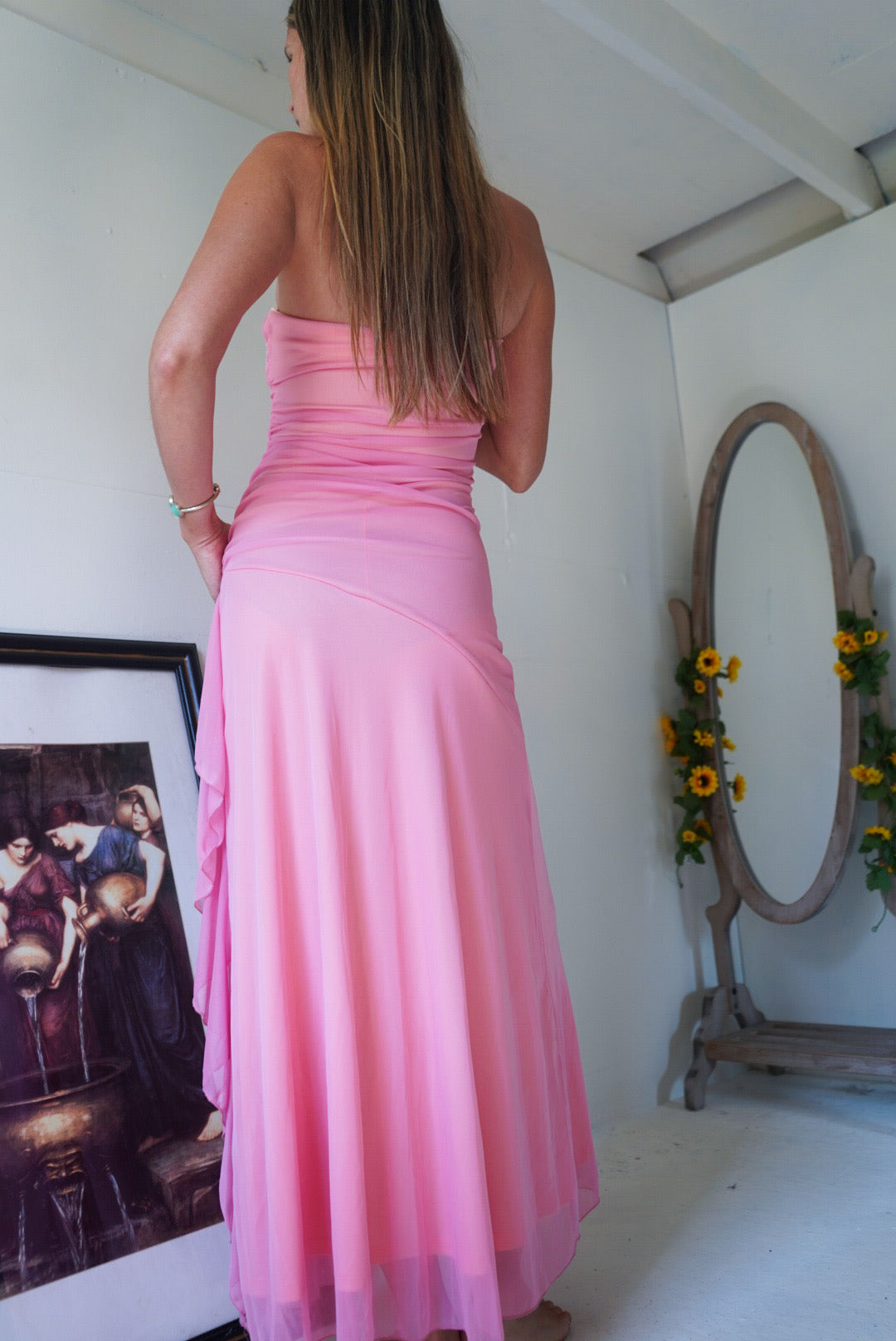 Strapless Sequins Applique Mermaid Sleeveless Prom Dress