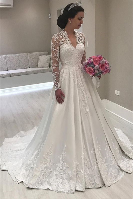 New Arrival Long Sleeves Sweetheart Mermaid Wedding Dress With Lace Appliques