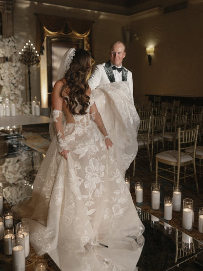 sweetheart Lace Long Sleeve A-Line Floor-Length Wedding Dress