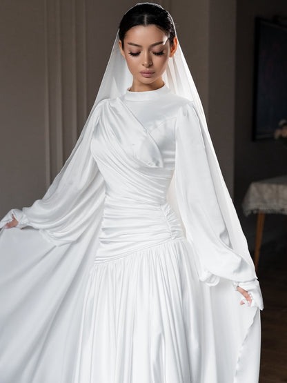Elegant Long Sleeve Mermaid Floor-Length Wedding Dress
