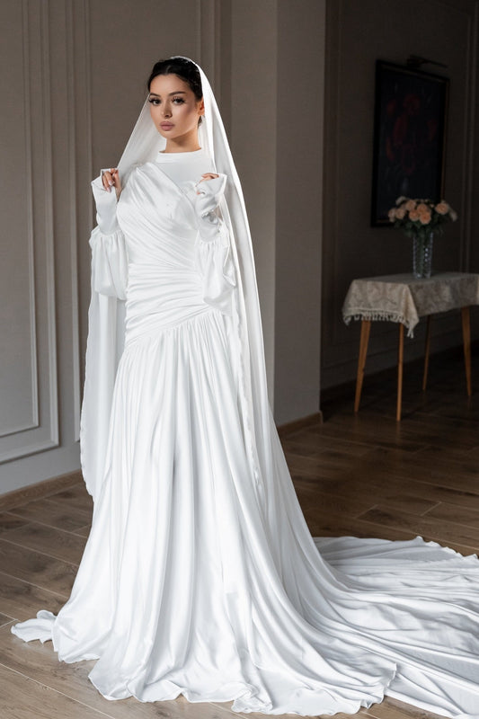 Elegant Long Sleeve Mermaid Floor-Length Wedding Dress