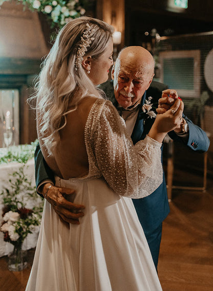 Illusion Neck Plus Size Chic A-line Lace Sweep Train Long Sleeves Wedding Dresses