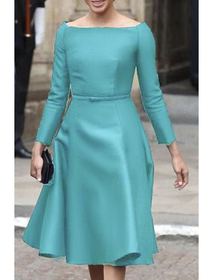 Simple Long Sleeve A-Line Knee-Length Formal Evening Dress