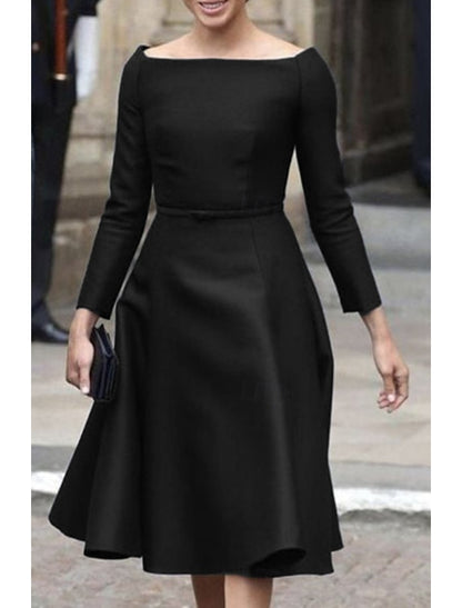 Simple Long Sleeve A-Line Knee-Length Formal Evening Dress