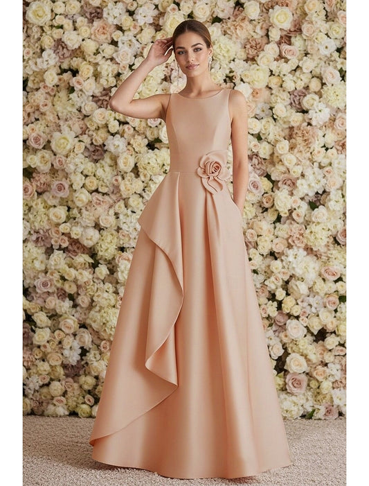 Elegant Sleeveless Backless A-Line Flowers Ruffles Evening Dress