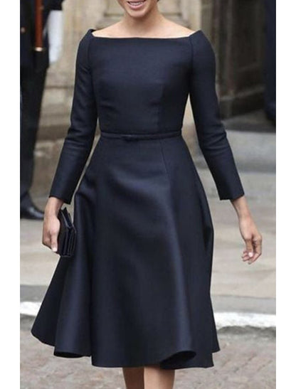 Simple Long Sleeve A-Line Knee-Length Formal Evening Dress