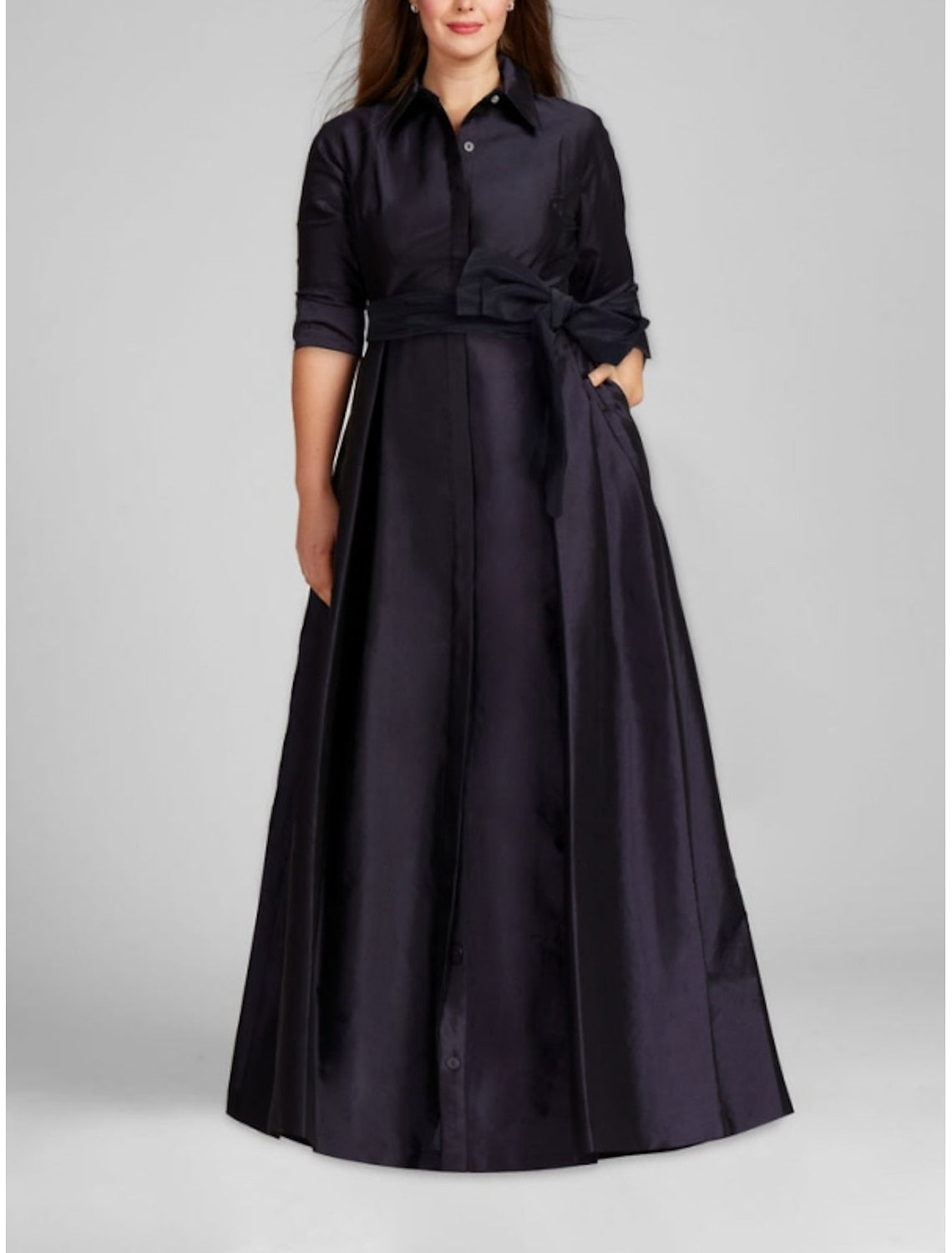 3/4 Sleeve Bow A-Line Evening Dress Mother of the Bride Dresses