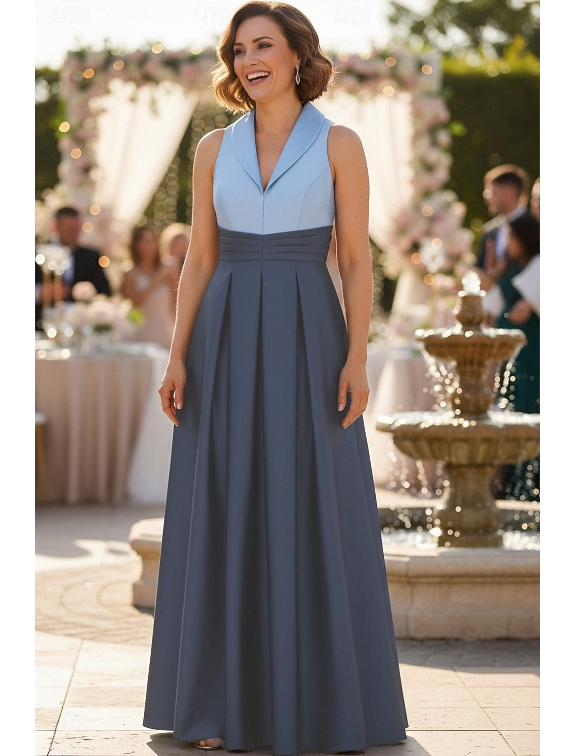 V-Neck Sleeveless A-Line Women Formal Evening Dress