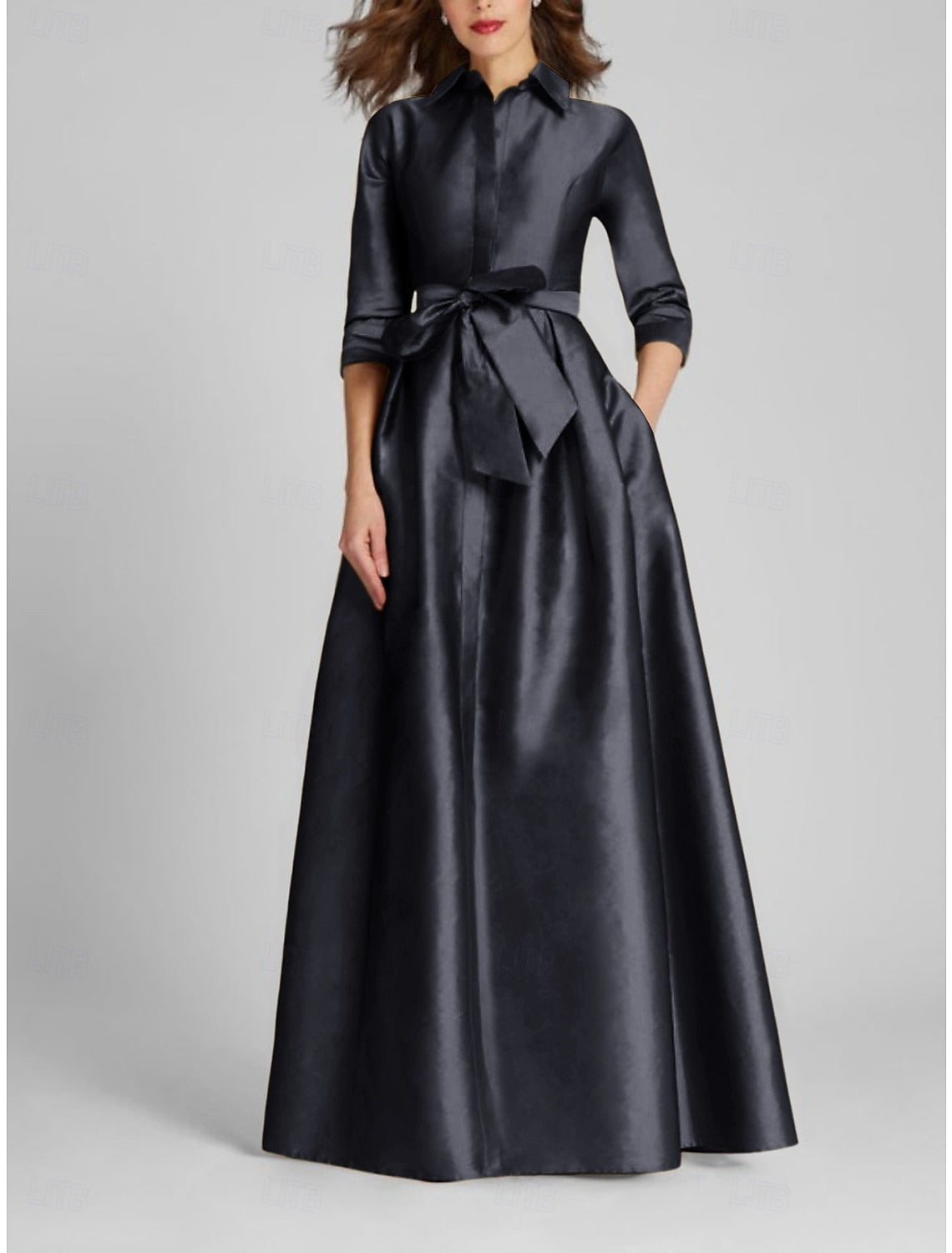 3/4 Sleeve Bow A-Line Evening Dress Mother of the Bride Dresses