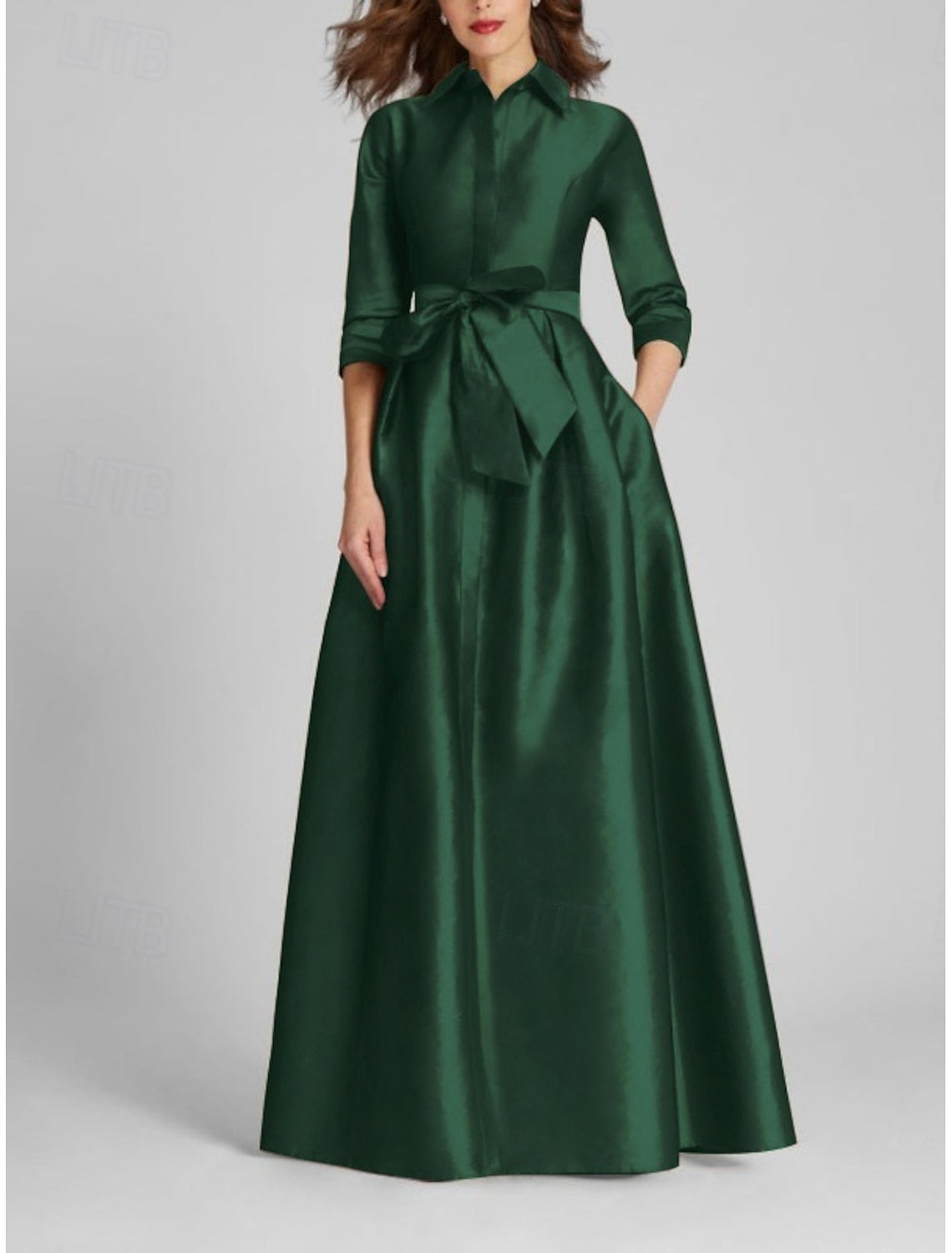 3/4 Sleeve Bow A-Line Evening Dress Mother of the Bride Dresses
