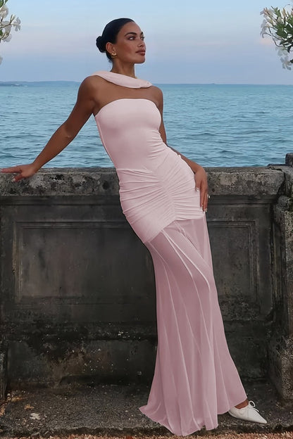 Red - Mermaid Off The Shoulder Ruched Tulle Long Prom Dresses