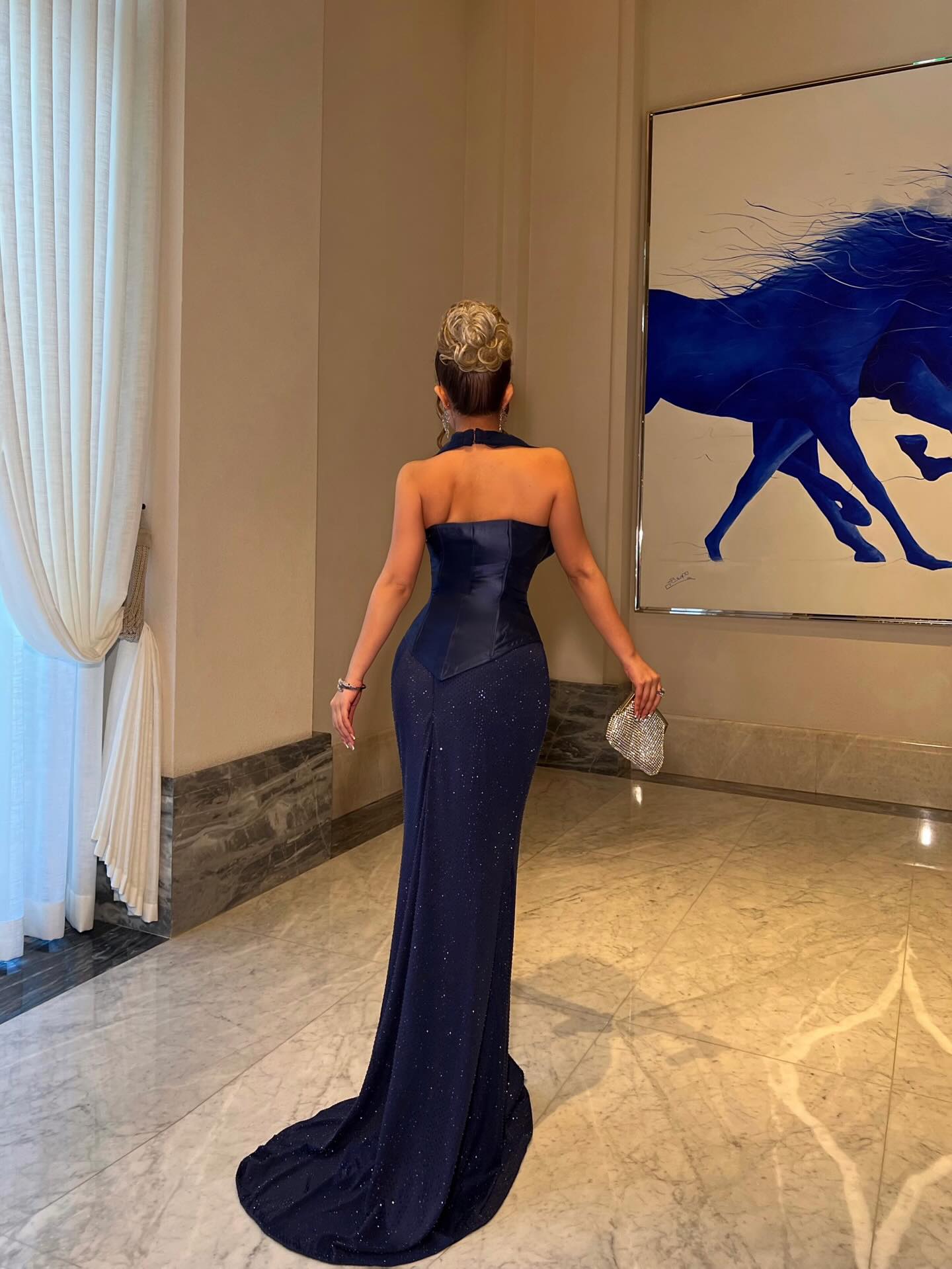 Tulle Halter Backless Sleeveless Mermaid Floor-length Evening Dress