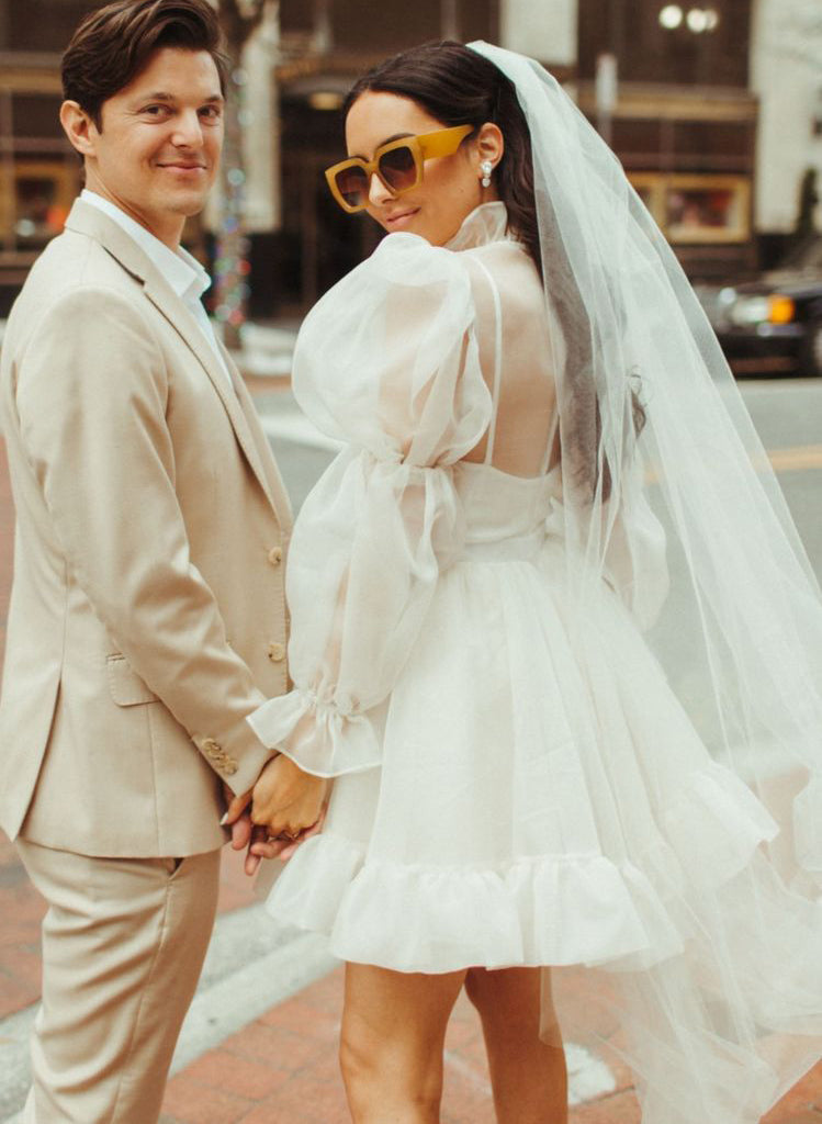 Long Sleeves Mini White Short Summer Wedding Dresses