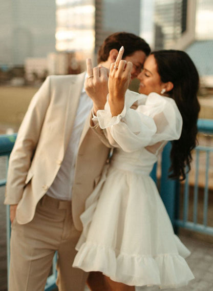 Long Sleeves Mini White Short Summer Wedding Dresses