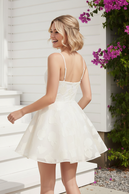 Floral Jacquard Corset Lace-Up Back Mini Dress