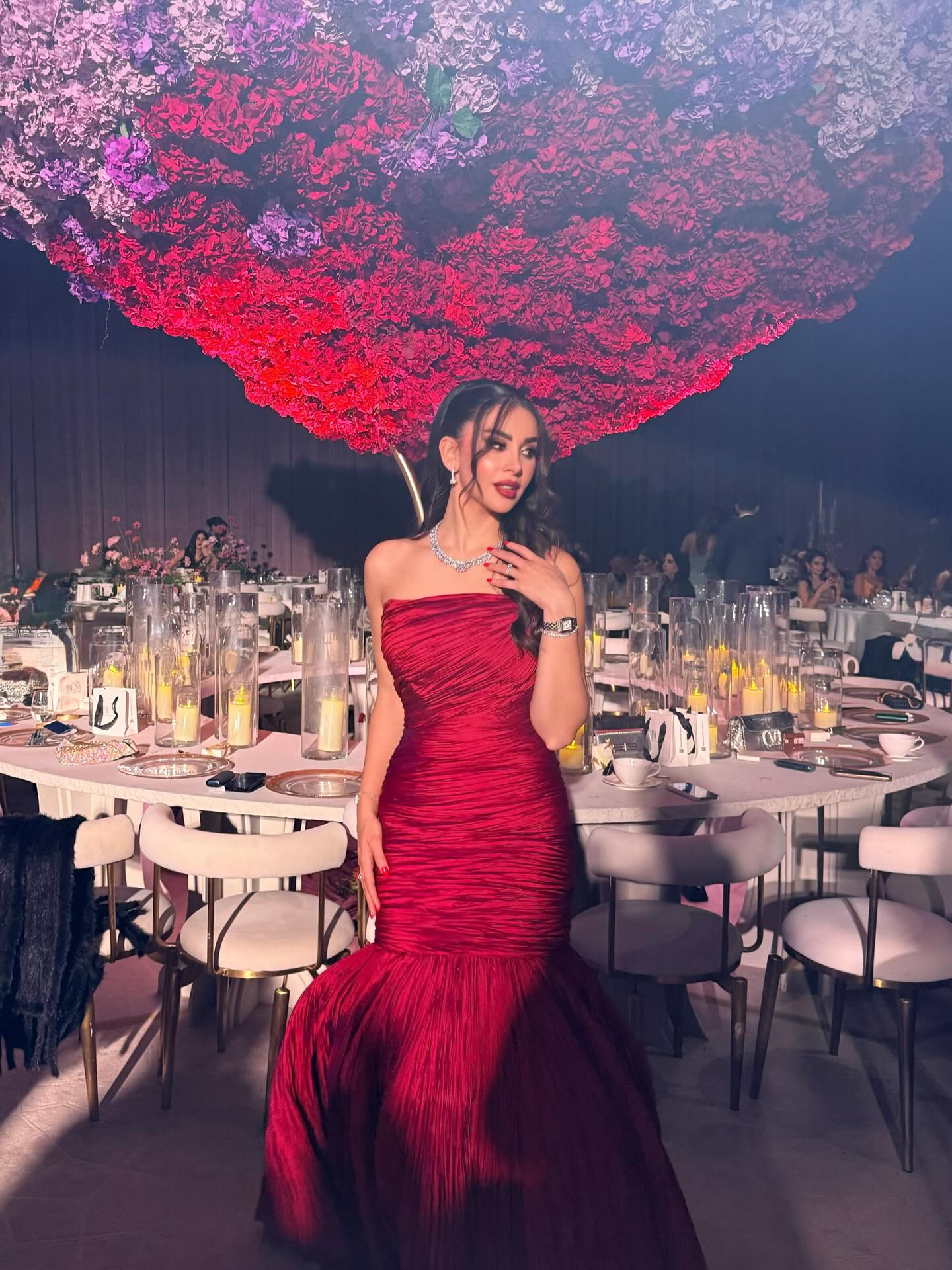 Strapless Red Sleeveless Ruffles Mermaid Foraml Women Evening Dress