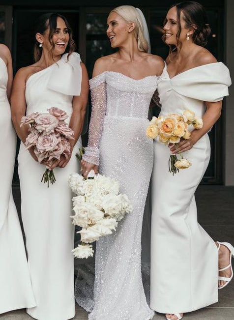 Mermaid Fitted Wedding Dresses Sequined Long Sleeves