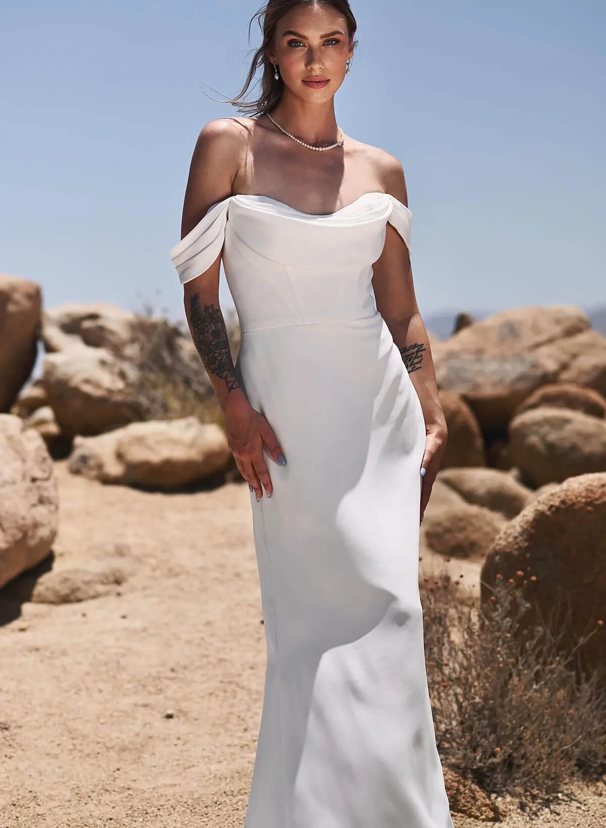 Off-the-Shoulder Wedding Dresses Cowl Neck