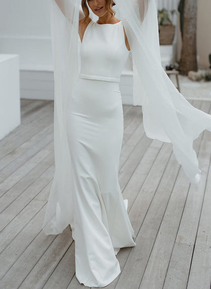 Pearl Wedding Dress Minimalistic Open Back