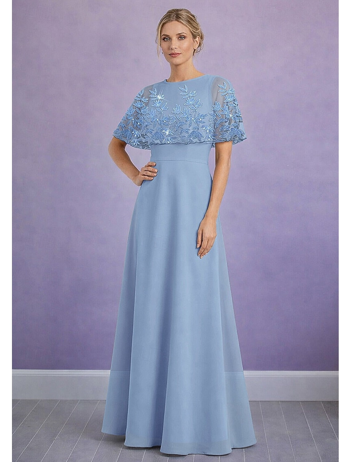 Short Lace Sparkle Applique A-Line Mother of the Bride Dresses
