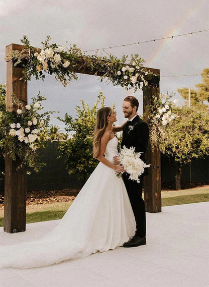 Retro style Satin Tulle Wedding Dress Split Front