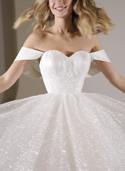 Sequin Sleeveless Short Elegant Sweetheart Chic A-line Wedding Dresses