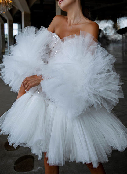 Sequined Wedding Dresses Chic A-line Elegant Sweetheart Short