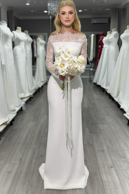 Elegant Lace Long Sleeve Mermaid Floor-Length Wedding Dress