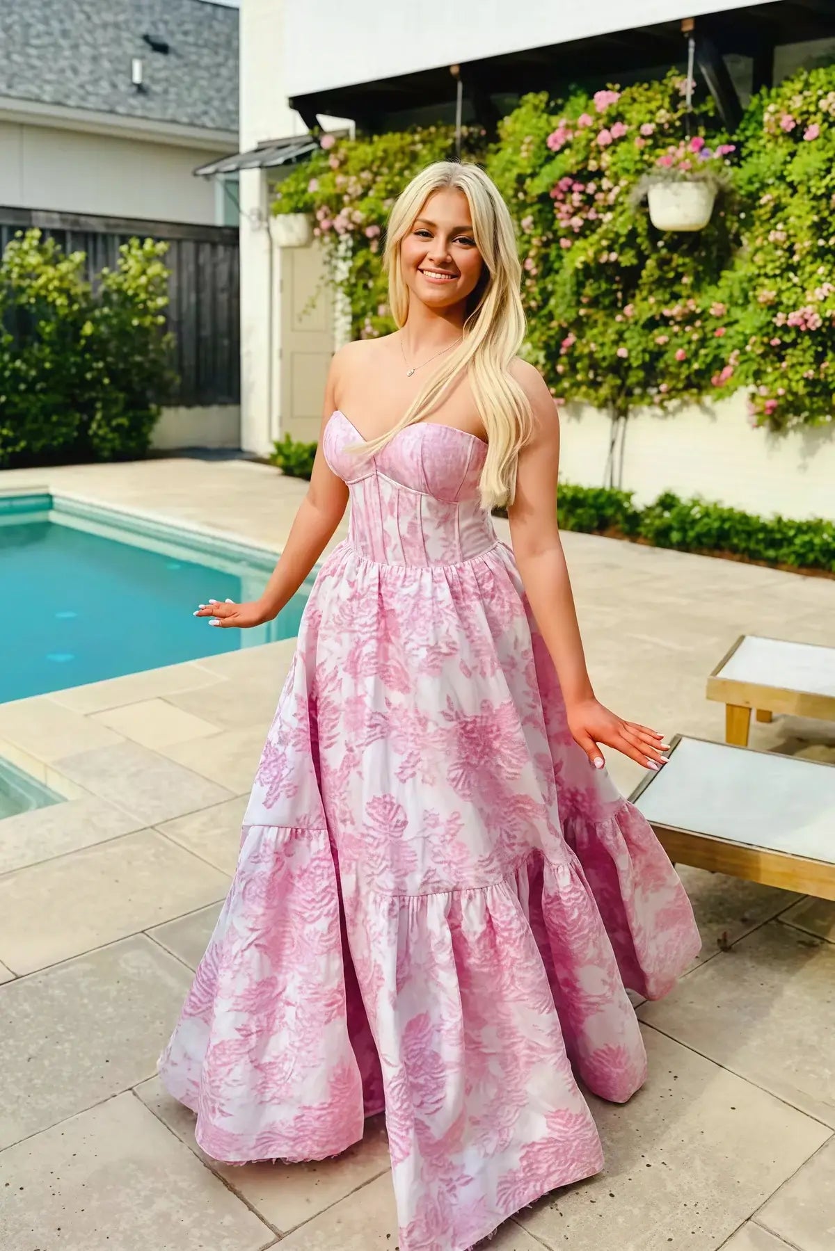 Sweetheart Print Blue Evening Gown Floral Prom Dress 2026 A-line