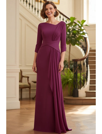 Elegant Backless 3/4 Sleeve Mermaid Mother of the Bride Dresses