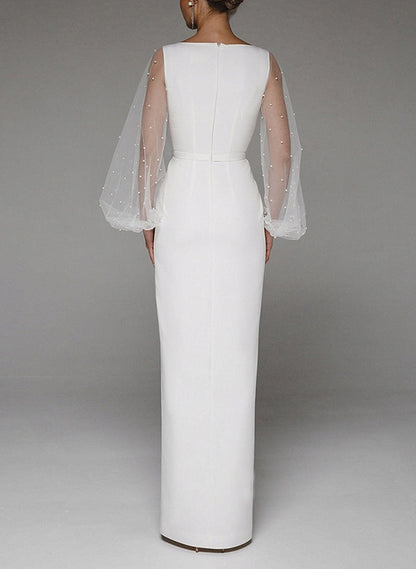V-Neck Long Sleeve Floor-Length Wedding Dresses