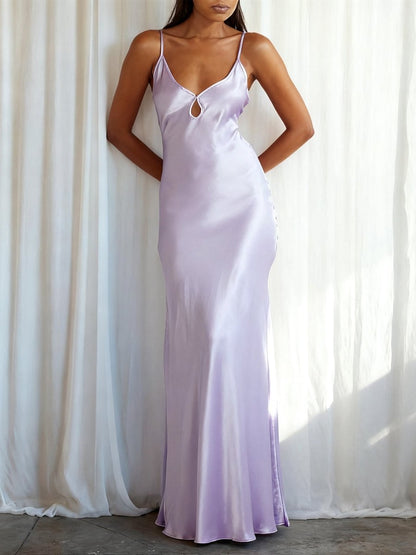 Scoop Neck Pink Sheath Satin Long Prom Dress